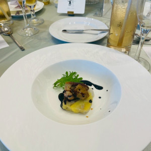 さつまいもとサトイモのテリーヌにフォアグラが乗っています|701761さんのOCEAN&RESORT MARIZON(オーシャン＆リゾート マリゾン)の写真(2471773)