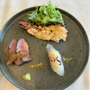 試食で食べたお料理。オマール海老が美味しかったです。|702353さんのホテル椿山荘東京の写真(2133651)