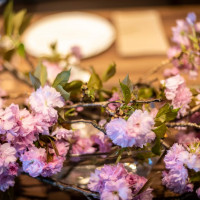 会場のお花は桜満開に