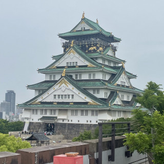 屋上ガーデンから大阪城が大きく見えました。