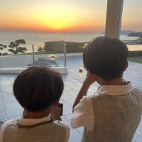 披露宴会場からの夕日