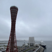 神戸の港が目の前に広がっていました