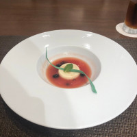 季節のデザート、スイカのパンナコッタ