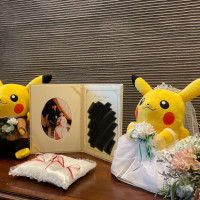 手作りのウェルカムドールとリングピロー、持ち結婚証明書