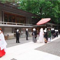 神社内参進中