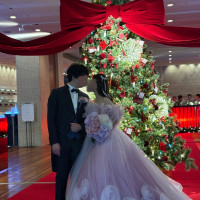 時期はクリスマスでした
飾り付けがとても豪華でドレスが映えま