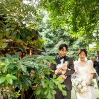 入場、退場は木々の間からします。