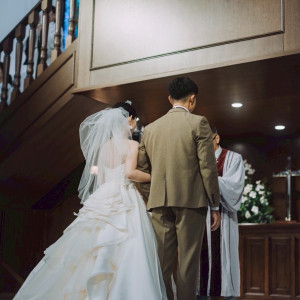 正統派のチャペル式に憧れ、ロマンチックな雰囲気となりました。|711344さんのアルカンシエル luxe mariage 大阪（アルカンシエルグループ）の写真(2442428)