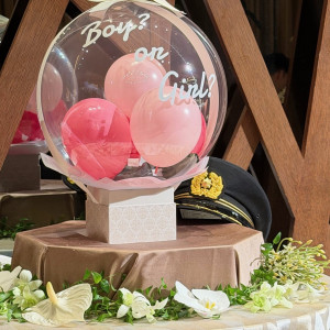 妊娠中の赤ちゃんの性別発表の際に使用したバルーンです|712313さんのTHE GRAND ORIENTAL MINATOMIRAI(グランドオリエンタル みなとみらい)の写真(2560917)