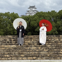 お城と番傘