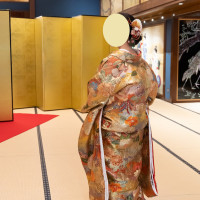 会場内の金屏風前での撮影