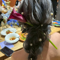 ヘアアレンジ、花コーディネート