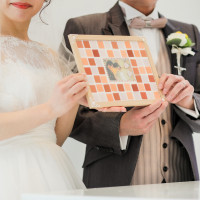 結婚証明書はタイルシールをゲストに貼って頂きました。