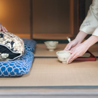 両親に抹茶を提供