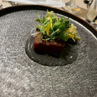 黒毛和牛サーロインの網焼き 旬菜の磯辺揚げ 柚子餡