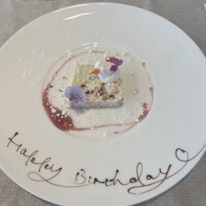 試食。当日誕生日だったため、メッセージサービスもしてくれた。|723469さんのCentral Terrace TOKYO（セントラル テラス トーキョー）の写真(2276606)