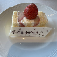 入刀したケーキもデザートに出ます