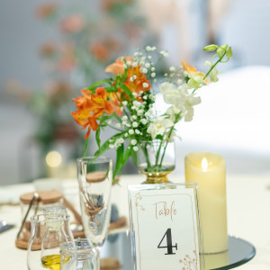 オレンジをテーマにしたテーブルコーディネート|725806さんのAILE d'ANGE NAGOYA（エル・ダンジュ ナゴヤ）の写真(2609209)