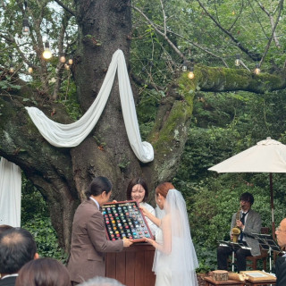 ガーデン挙式会場です
M字の布が可愛らしかったです