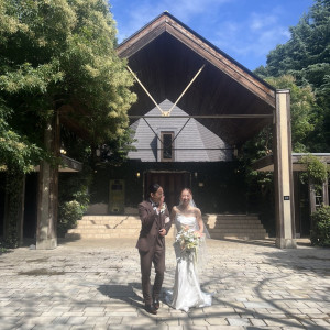 チャペルも木の香りがして素敵です
ファミリーミートで使用|725826さんのラ・クラリエールの写真(2566868)