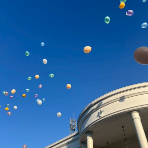 ガーデンセレモニーでドロップアンドフライ。青空でとても綺麗|726145さんのアーセンティア迎賓館(高崎)/テイクアンドギヴ・ニーズウェディングの写真(2545235)