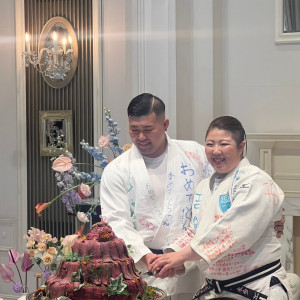 ケーキ入刀とはちょっと違うお肉入刀|728271さんのアーヴェリール迎賓館（姫路）/テイクアンドギヴ・ニーズウェディングの写真(2311782)