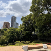 テラスから望める相楽園