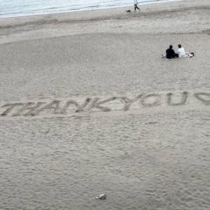 砂浜入場時に書いてくれた砂文字|729316さんのSCAPES THE SUITE（スケープスザスィート）の写真(2453223)
