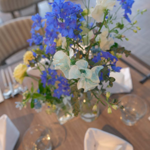 海と合わせて青色のお花|730273さんのTHE HARBOR TERRACE（ザ ハーバー テラス）の写真(2434465)