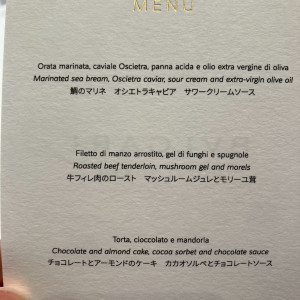 披露宴のコース料理のメニュー（試食用）|731784さんのブルガリ ホテルズ&リゾーツ・東京レストランの写真(2433849)