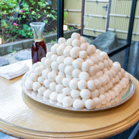 念願のみたらし団子タワーを作っていただきました。