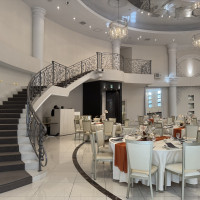 白基調の披露宴会場
階段