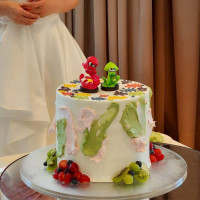ウェディングケーキ（側面にクリームを塗るペイントケーキ）