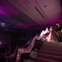 階段にレースのカーテンをつけました