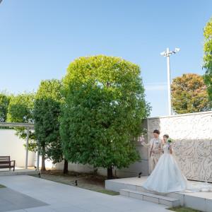 サプライズでガーデンから入場!|732613さんのザ・リーヴス プレミアムテラスの写真(2592885)