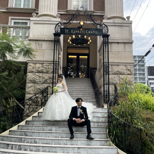 メインエントランスでの撮影|735234さんのセント・ラファエロチャペル御堂筋の写真(2508233)