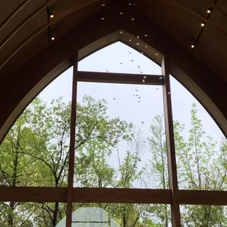 チャペルの奥にたくさん緑が見えてナチュラルな感じでよかった。
