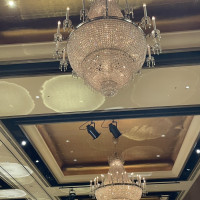 披露宴会場に大きなシャンデリアがあり素敵だと思います。