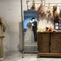 撮影スタジオの鏡での写真
