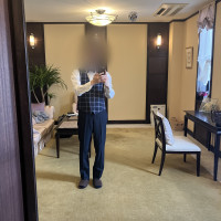 式の直前、準備中です。