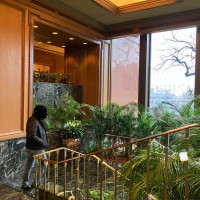 庭園が望めるロビー。