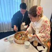 和装と職業に合わせちらし寿司を作っていただきました。