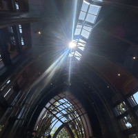 チャペルの天井は窓になっていて、陽の光が差し込みます