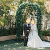挙式前、屋上のガーデンで撮りました