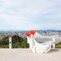 テラスでの写真撮影