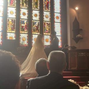 午後の式で新郎新婦へ光が当たるとこんな感じです|741405さんのST.MARGARET WEDDING（セント・マーガレット ウエディング）の写真(2557515)