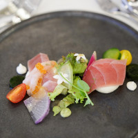 前菜料理。盛り付けが美しいです