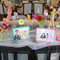 フラワービュッフェ！写真も飾ってウェルカムスペース！