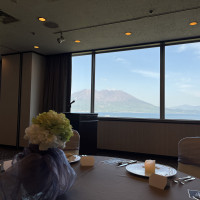 披露宴会場から見える桜島