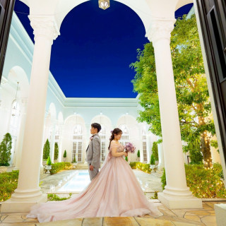 ライトアップされた中庭です。